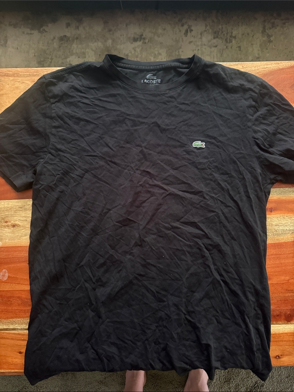 Lacoste Black Short Sleeve Crew Neck T-Shirt with Green Crocodile